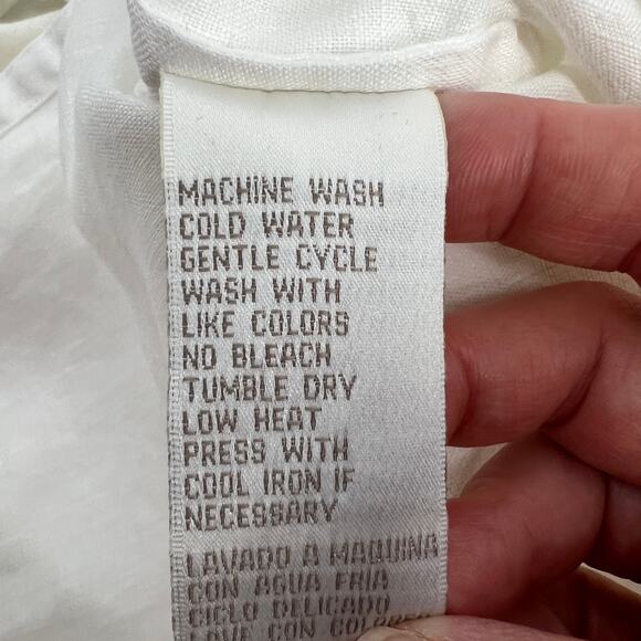 Jones New York Sport Linen Blouse Button Up Top Tunic Women Small White Collared - Picture 9 of 9